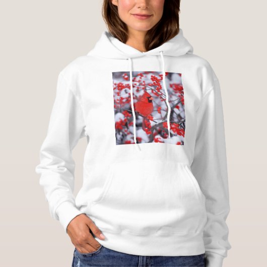 Kardinal im Norden, Winter, IL Hoodie (Vorderseite)