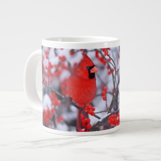 Kardinal im Norden, Winter, IL Jumbo-Tasse (Vorderseite Links)