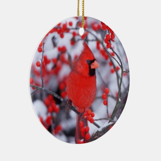 Kardinal im Norden, Winter, IL Keramikornament (Rechts)