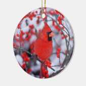 Kardinal im Norden, Winter, IL Keramikornament (Links)