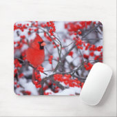 Kardinal im Norden, Winter, IL Mousepad (Mit Mouse)