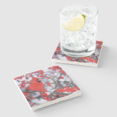 Kardinal im Norden, Winter, IL Steinuntersetzer (Seitenansicht)