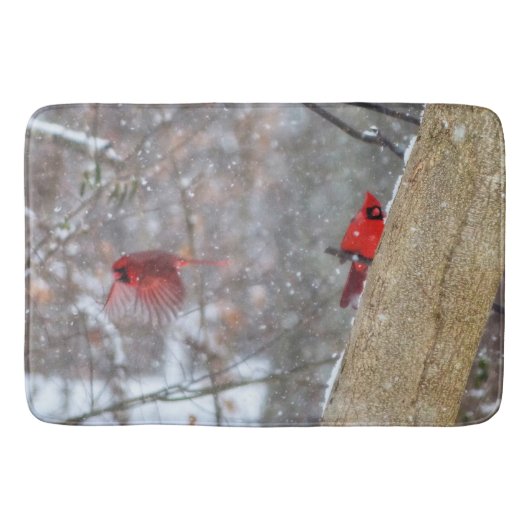 Kardinal im Schnee Badematte (Vorderseite)