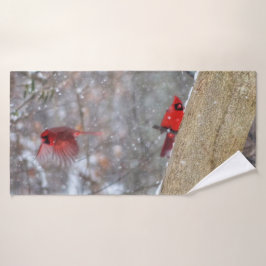 Kardinal im Schnee Badhandtuch Set