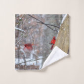 Kardinal im Schnee Badhandtuch Set (Waschlappen)