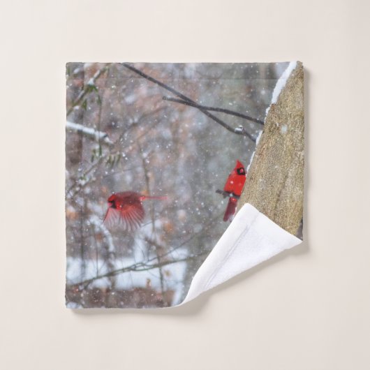 Kardinal im Schnee Badhandtuch Set (Waschlappen)