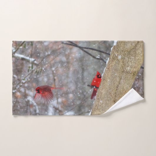 Kardinal im Schnee Badhandtuch Set (Handtuch)