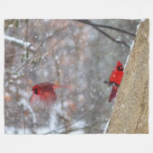 Kardinal im Schnee Fleecedecke (Vorderseite (Horizontal))