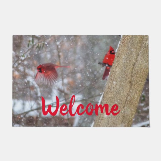 Kardinal im Schnee Fußmatte (Vorderseite)