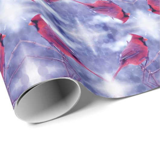 Kardinal im Schnee Geschenkpapier (Rolleneckpunkt)