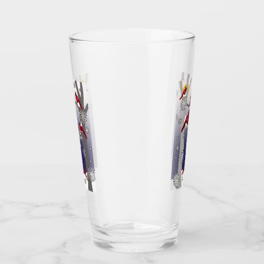 Kardinal im Schnee Glas (Rechts)