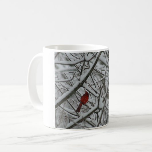 Kardinal im Schnee Kaffeetasse (Vorderseite Links)