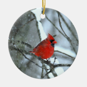 Kardinal im Schnee Keramik Ornament