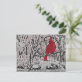 Kardinal im Schnee Postkarte (Stehend Vorderseite)
