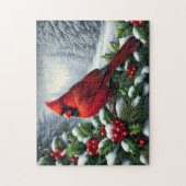 Kardinal Im Schnee Puzzle (Vertikal)