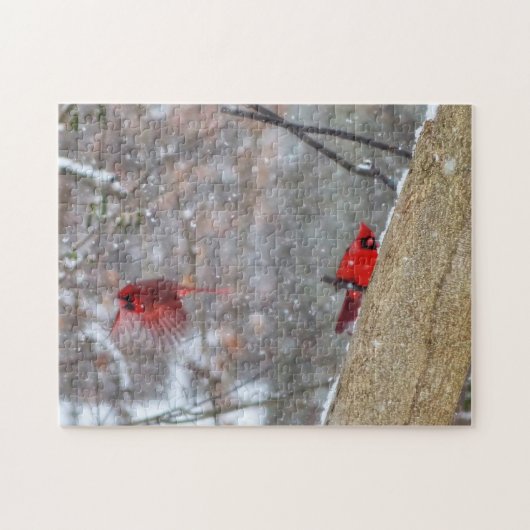 Kardinal im Schnee Puzzle (Horizontal)