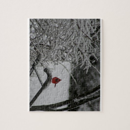 Kardinal im Schnee ruhen Puzzle (Vertikal)