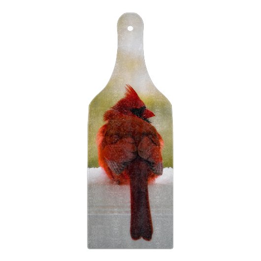 Kardinal im Schnee Schneidebrett (Vorderseite)