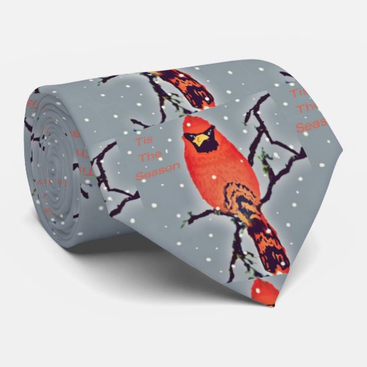 Kardinal im Schneefall Krawatte (Gerollt)