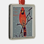 Kardinal im Schneefall Ornament Aus Metall (Rechts)