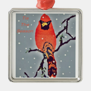 Kardinal im Schneefall Ornament Aus Metall
