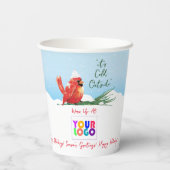 Kardinal im Snow-Business-Logo-Kaffee Pappbecher (Rückseite)