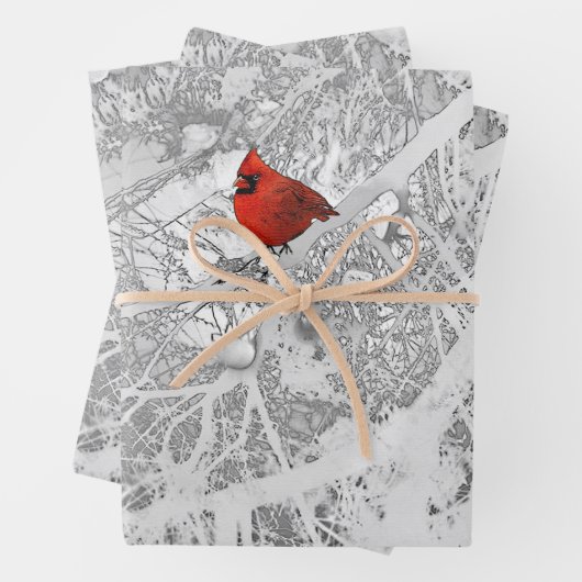 Kardinal im Winter Geschenkpapier Set (Beispiel)