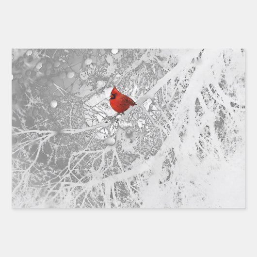 Kardinal im Winter Geschenkpapier Set (Vorderseite 3)