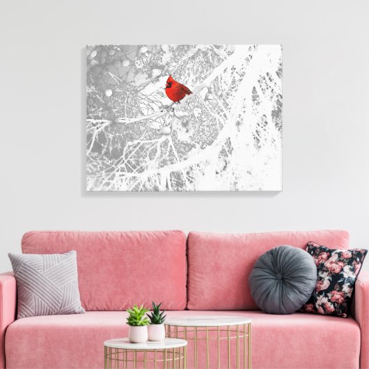 Kardinal im Winter Leinwanddruck (Insitu (Wohnzimmer))