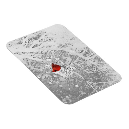 Kardinal im Winter Magnet (Rechte Seite)