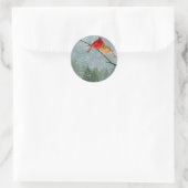 Kardinal im Winter Runder Aufkleber (Tasche)