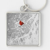 Kardinal im Winter Schlüsselanhänger (Vorne)