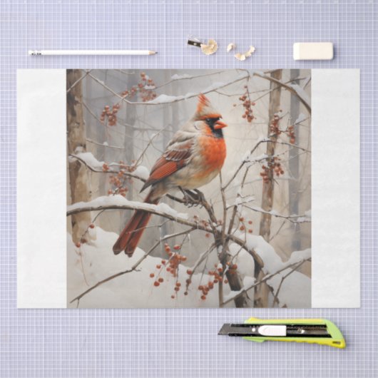 Kardinal im Winter Seidenpapier (Handwerk)