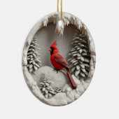 Kardinal im Winter Wonderland Keramik Ornament (Rechts)