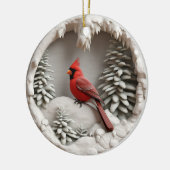 Kardinal im Winter Wonderland Keramik Ornament (Links)
