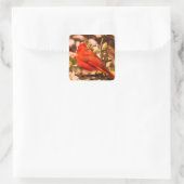 Kardinal in Apple-Blüten Quadratischer Aufkleber (Tasche)