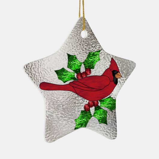 Kardinal in beflecktem Glas Keramikornament (Rechts)