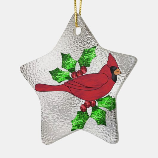 Kardinal in beflecktem Glas Keramikornament (Links)