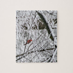 Kardinal in den Schneebaumen Puzzle