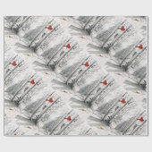 Kardinal in der Holzgeschenkverpackung Geschenkpapier (Flach)