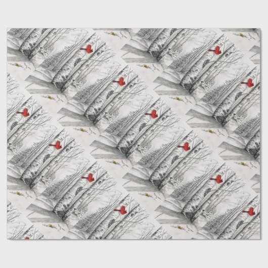 Kardinal in der Holzgeschenkverpackung Geschenkpapier (Flach)