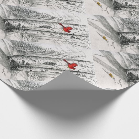 Kardinal in der Holzgeschenkverpackung Geschenkpapier (Ecke)