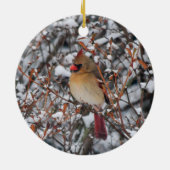 Kardinal in der Schneeverzierung Keramikornament (Hinten)