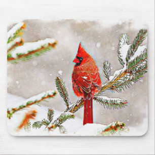 Kardinal in einem Kiefernbaum Mousepad