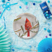 Kardinal in einem Kiefernbaum Pappteller (Party)