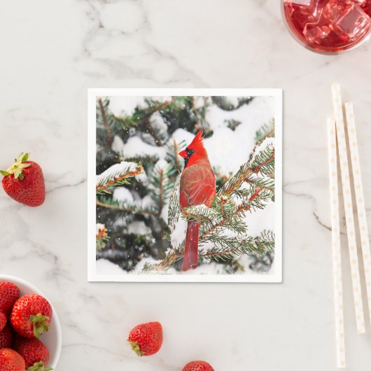 Kardinal in einem Kiefernbaum Serviette (Beispiel)