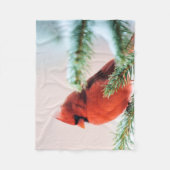 Kardinal in Schnee abgewischtem Tannen-Baum Fleecedecke (Vorderseite)