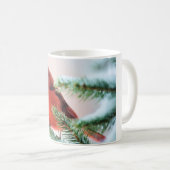 Kardinal in Schnee abgewischter Tanne Kaffeetasse (VorderseiteRechts)
