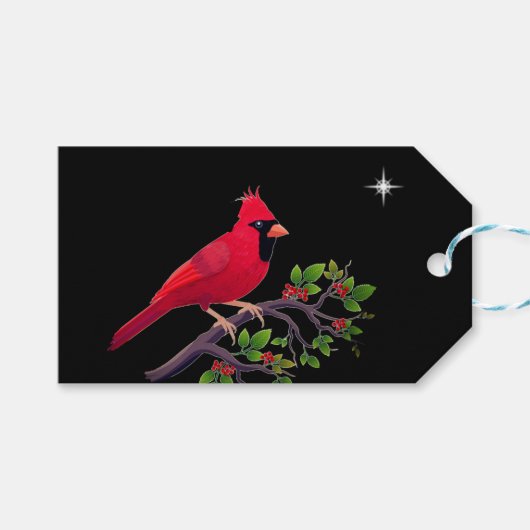 Kardinal in Schwarz und Rot Geschenkanhänger (Vorderseite (Horizontal))