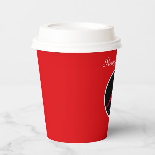 Kardinal in Schwarz und Rot Pappbecher (Vorderseite)